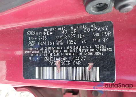 2015 Hyundai Accent Gls z USA, uszkodzony, nr VIN KMHCT4AE4FU914027